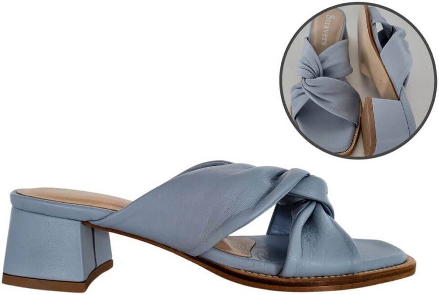 Stravers Kleine Maten Schoenen Stravers- Stijlvolle Slipper met Blokhakje Dames Kleine Maten Muiltje Blauw