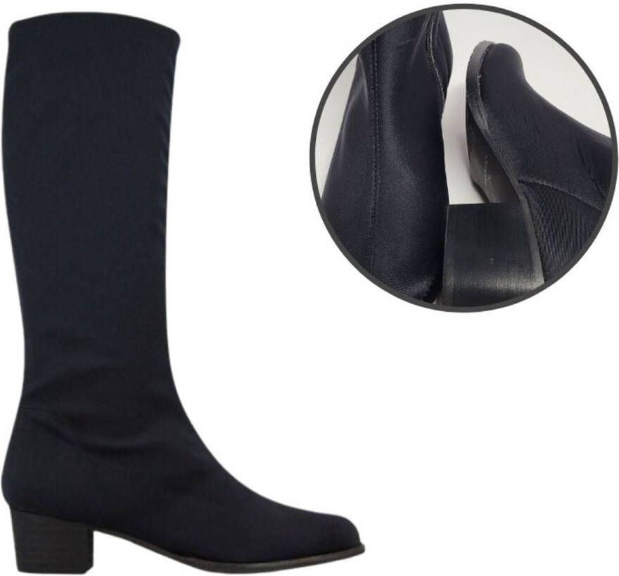 Stravers Kleine Maten Schoenen Stravers Stretch Laarzen Zwart Lang Lage Hak. Kleine Maten Elastische Laarzen