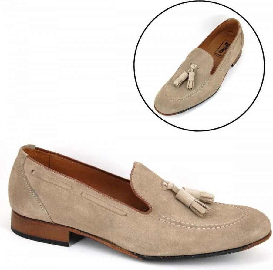 Stravers Kleine Maten Schoenen Stravers Tassel Loafers Beige Kleine Maten heren Instappers met Kwastjes