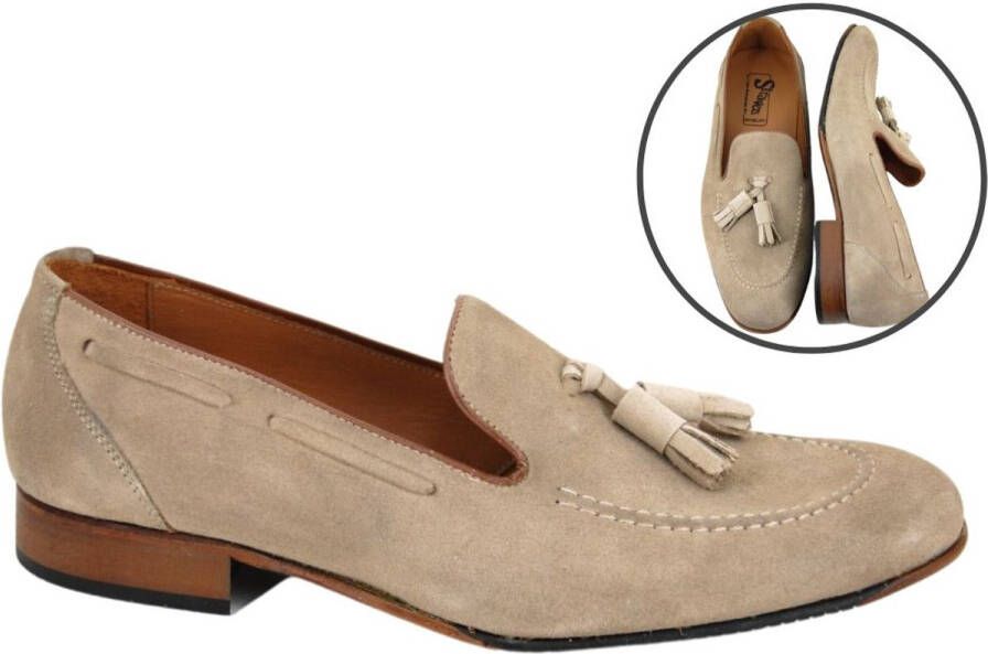 Stravers Kleine Maten Schoenen Stravers Tassel Loafers Beige Kleine Maten heren Instappers met Kwastjes