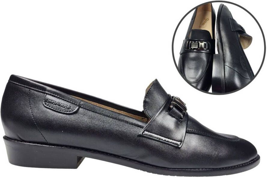 Stravers Kleine Maten Schoenen Stravers Trendy Loafers Leer Zwart Kleine Maten Instappers Dames