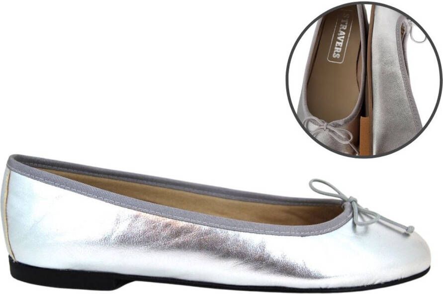 Stravers Kleine Maten Schoenen Stravers Zachte Leren Ballerina Schoenen Dames Kleine Maten Zilver Flatjes