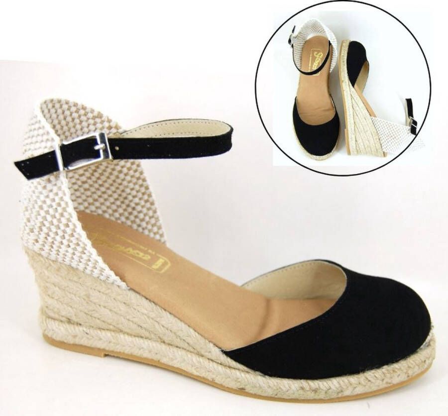 Stravers Kleine Maten Schoenen Stravers Zwarte Espadrilles met Sleehak Kleine Dames Maten Sleehakken