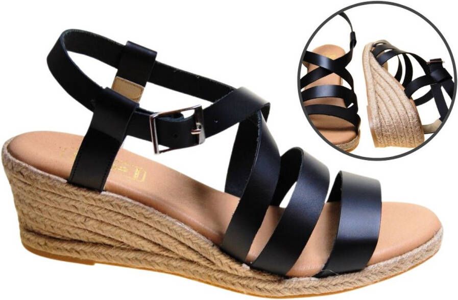 Stravers Kleine Maten Schoenen Stravers Zwarte Espadrilles Sandalen kruisband met Sleehak Espadrilles Dames Kleine Maten