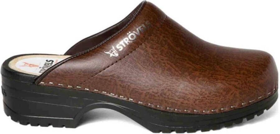 Strovels 303 Open Hak Klomp PU Zool Bruin Bruin