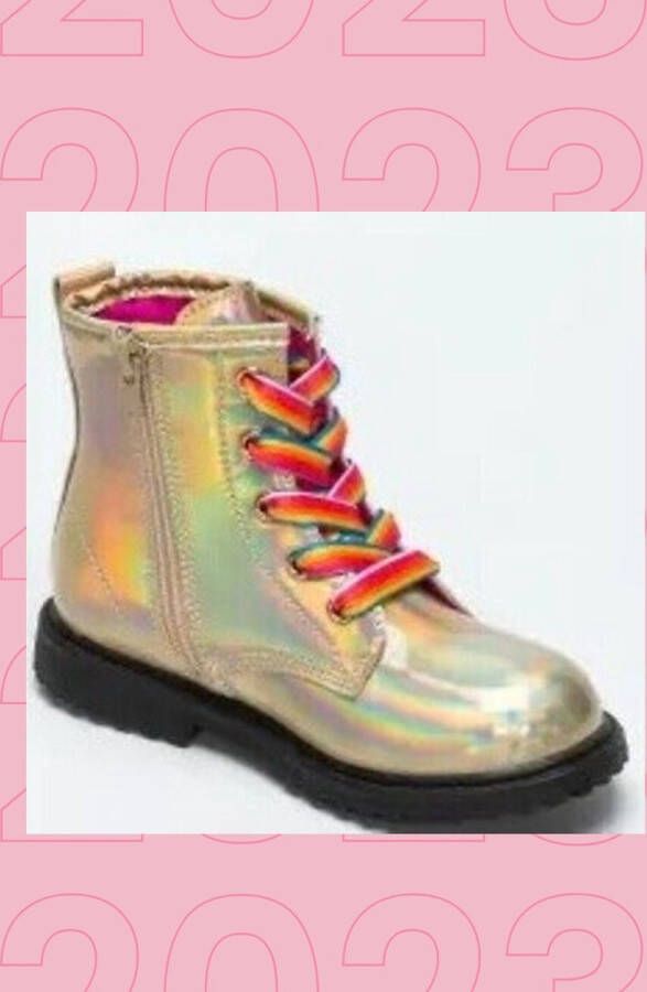 STUDIO 100 K3 Bottines Hoge Schoen Enkel laars Goud kleurig regenboog veters - Foto 2