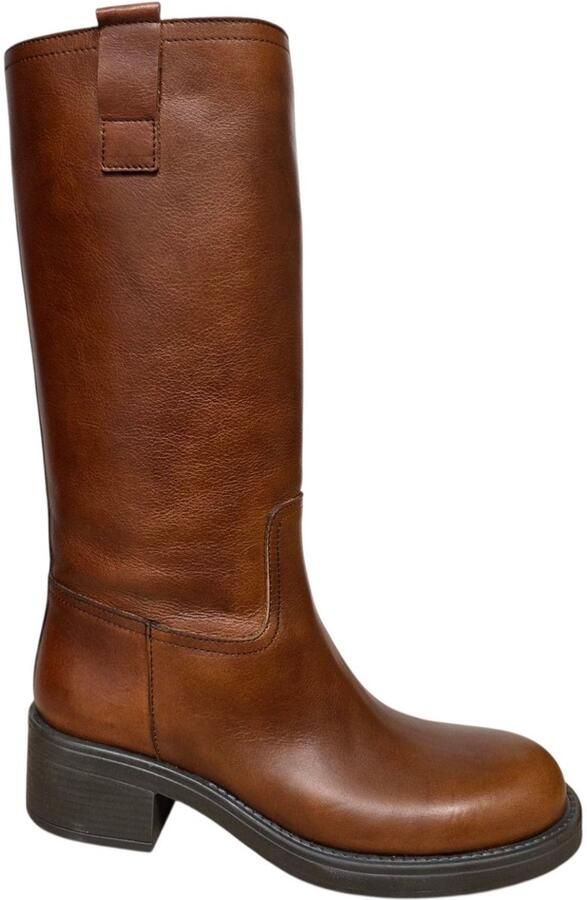 Studio Aria LW804 King Moka Lange Laarzen Bruin Leer Dames Bruin