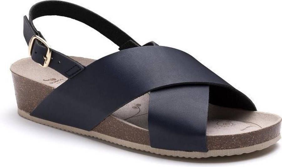 Suecos Dahlia sandalen dames navy vermoeide voeten voetboogondersteuning antislip zool antibacteriële binnenzool demping sleehak