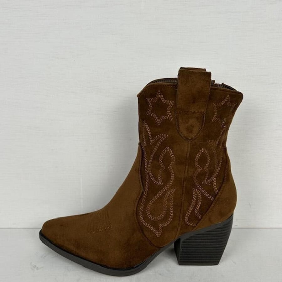 Suèdine cowboylaarsje lichtbruin Bruin