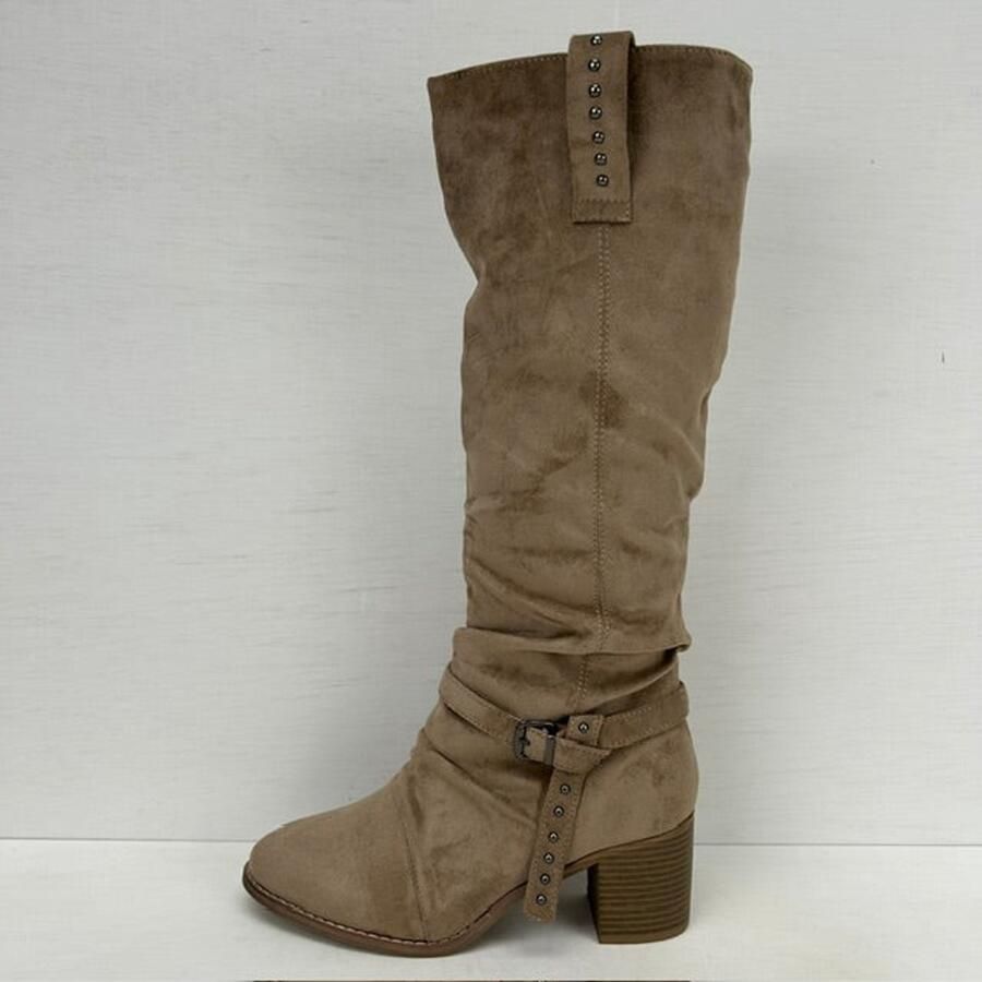 Suèdine cowboylaarzen met gespje khaki