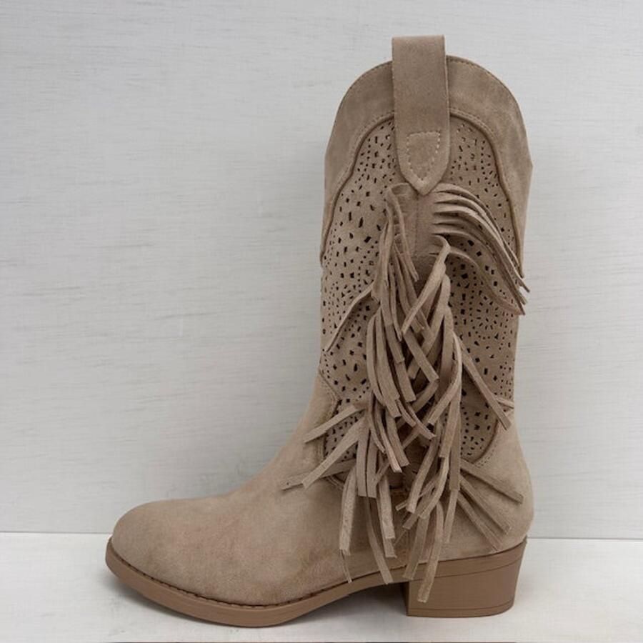 Suèdine cowboylaarzen met trendy afwerking khaki