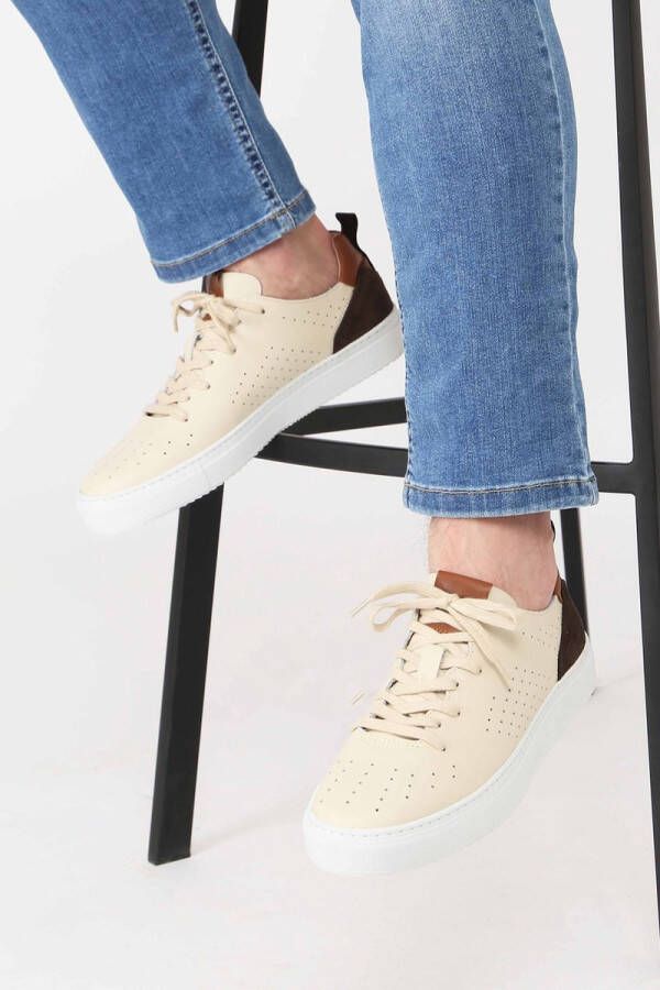 Suitable Grain Sneaker Beige Leer 100 Heren