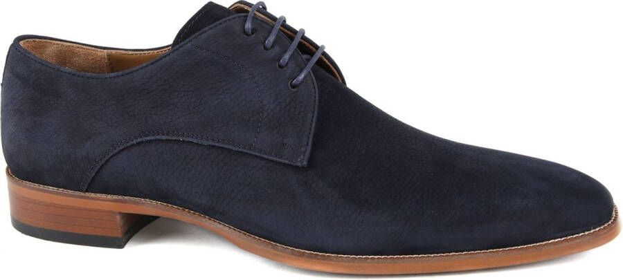 Suitable Leren Herenschoen Donkerblauw Suede Leer Heren Veterschoenen