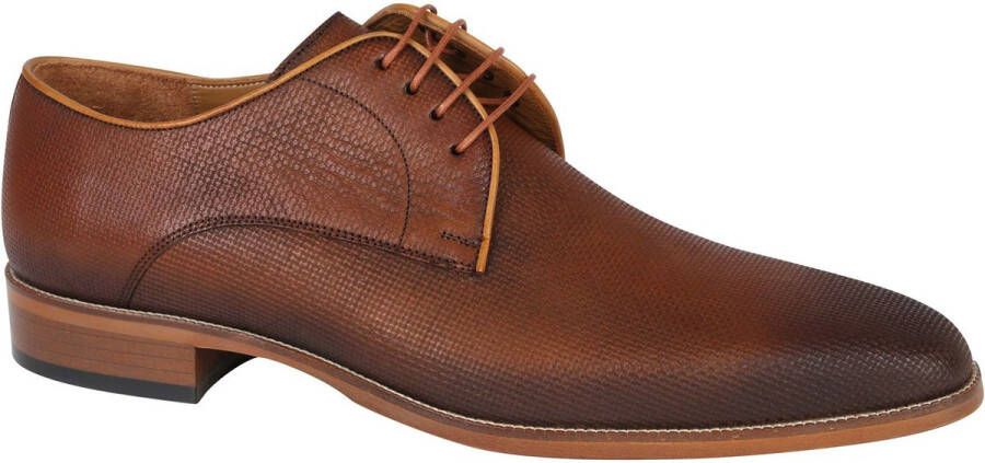 Suitable Leren Herenschoen Print Cognac Schoen cm Suede Leer Heren Veterschoenen