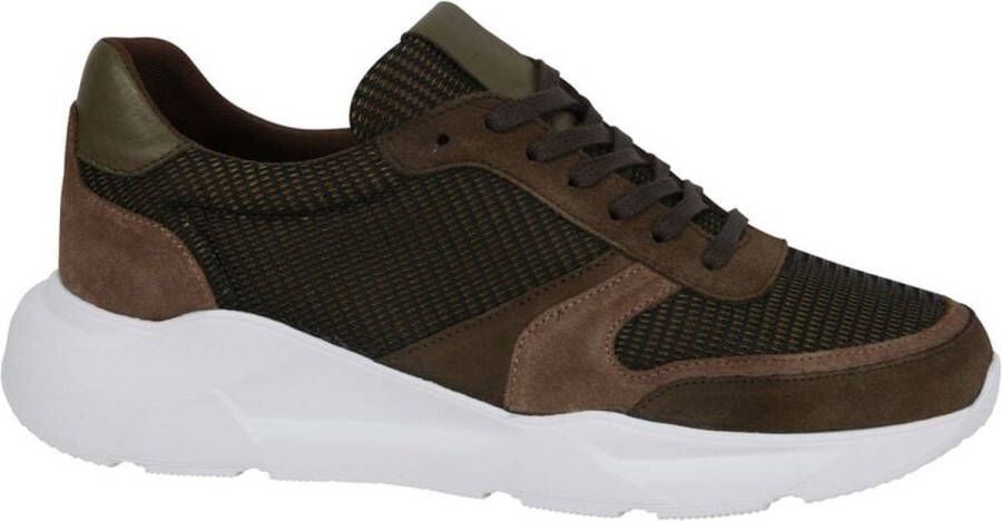 Suitable Sneaker Donkergroen Schoen cm Suede Leer Heren Veterschoenen