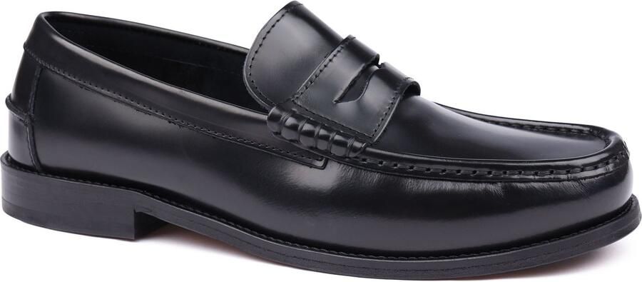 Suitable Penny Loafers Leer Zwart Heren Instappers