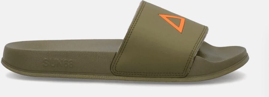 Sun 68 Heren Badslipper Slippers Logo 19 Militare Kaki