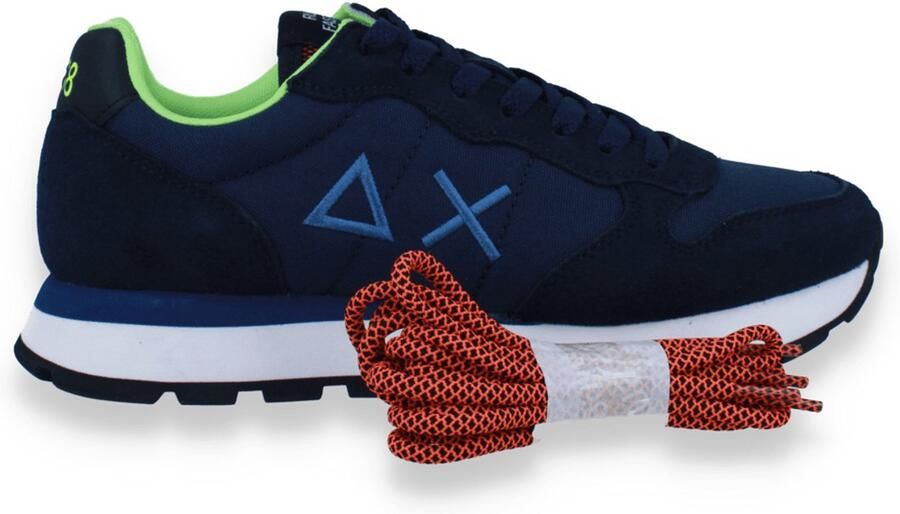 Sun 68 Heren Sneaker Tom Fluo Navy Blue Blauw