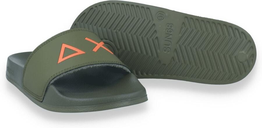 Sun 68 Jongens Badslipper Boy's Slippers Logo Military Kaki