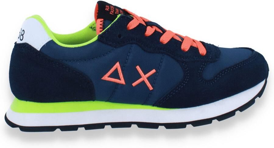 Sun 68 Kids Sneaker Boy's Tom Fluo 07 Navy Blue Blauw
