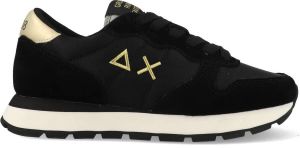 Sun68 Zwarte leren sneakers met glinsterende gouden details Zwart Dames