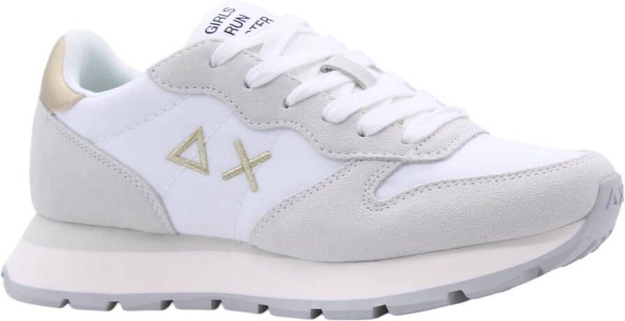 Sun68 Witte Sneakers Veters Rubberen Zool White
