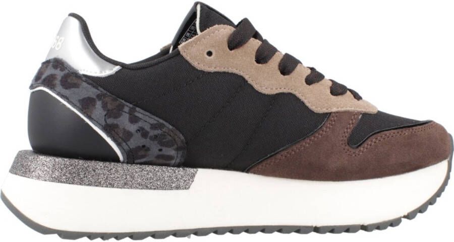 Sun68 Zwarte Sneakers Mix Materiaal Stargirl