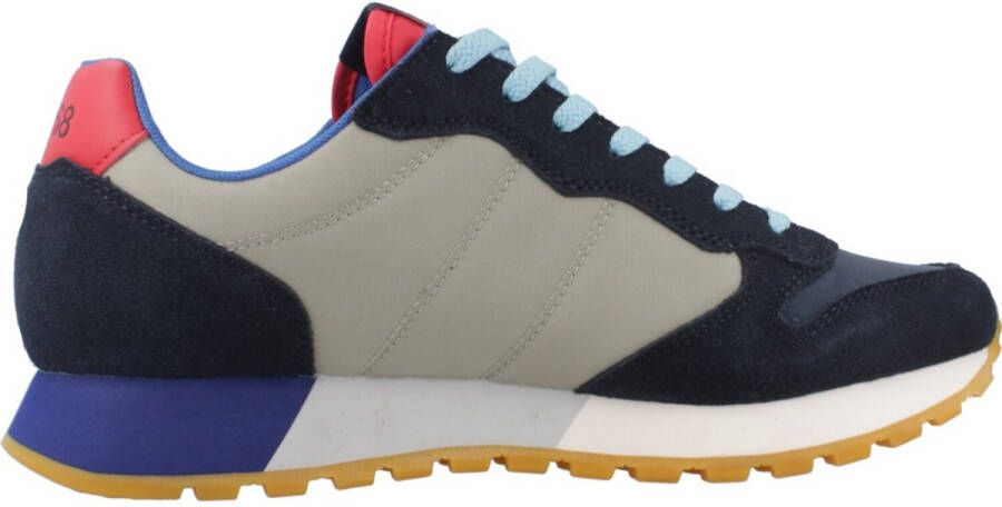 Sun68 Blauwe Sneakers met Suède en Stoffen Bovenwerk Blue Heren