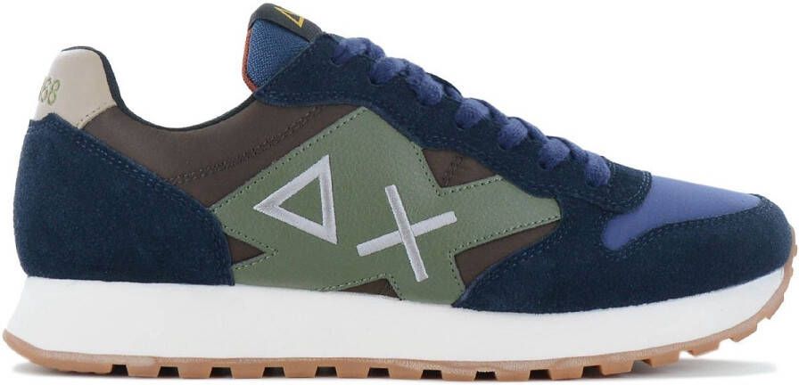 Sun68 Blauwe Sneakers Bicolor Leer Textiel Blue Heren