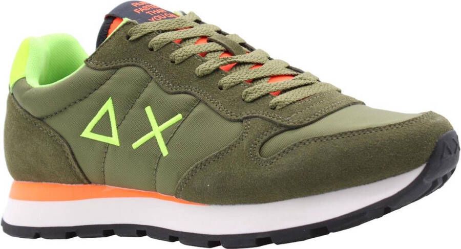 Sun68 Fluo Groene Militaire Sneaker Tom Solid Green Heren
