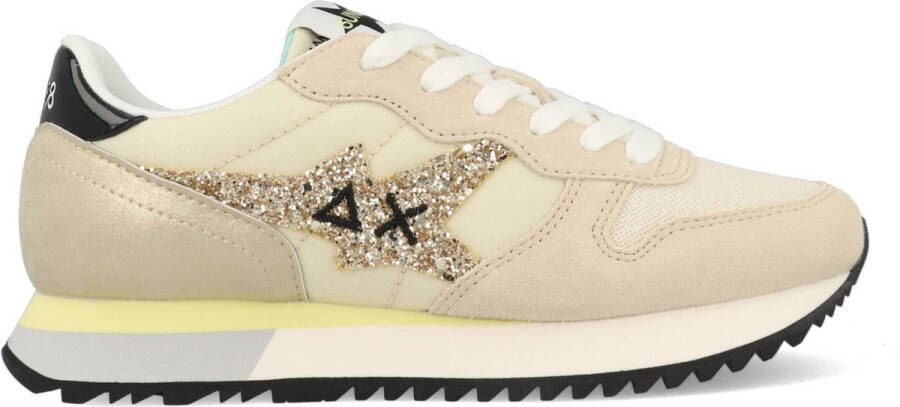 Sun68 Witte Platte Schoenen Stargirl Glitter Logo Multicolor Dames