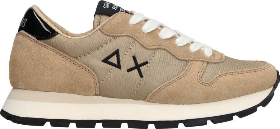 Sun68 Beige Suède en Stoffen Sneakers met Zwarte Details Beige Dames