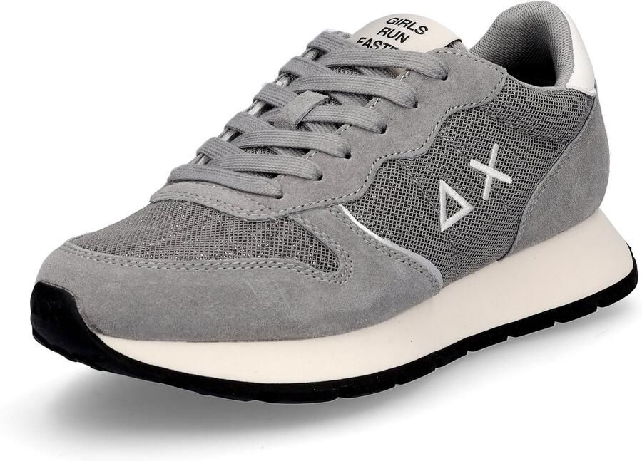 Sun68 Grijze Sneakers met Glitter en Metalen Inzetstukken