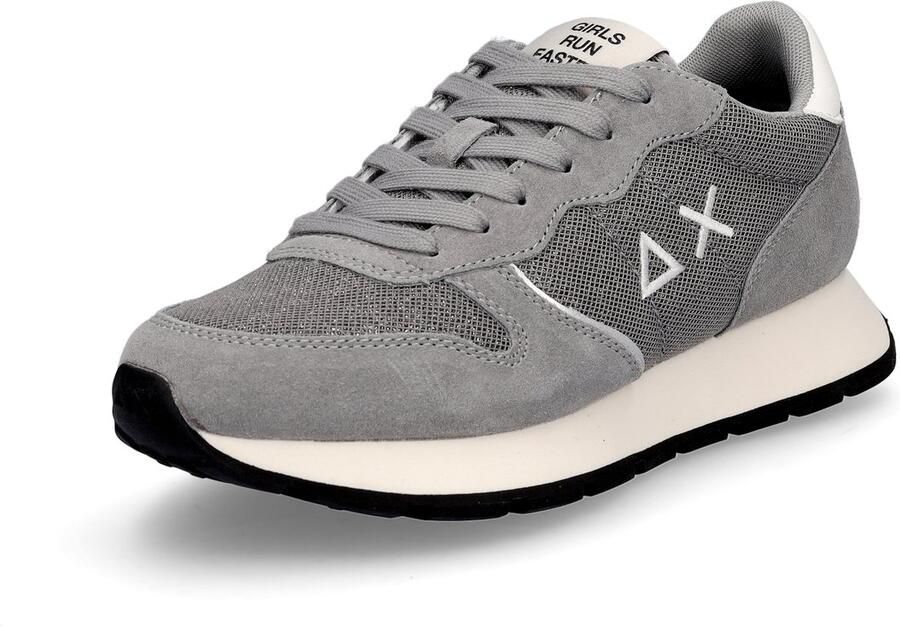 Sun68 Grijze Sneakers met Glitter en Metalen Inzetstukken