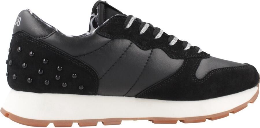 Sun68 Zwarte Leren Suede Ally Studs Hardloopschoen Black Dames