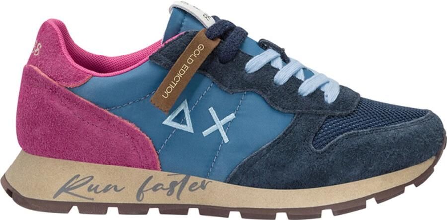 Sun68 Vintage Casual Sneaker Blauw Nylon Suède