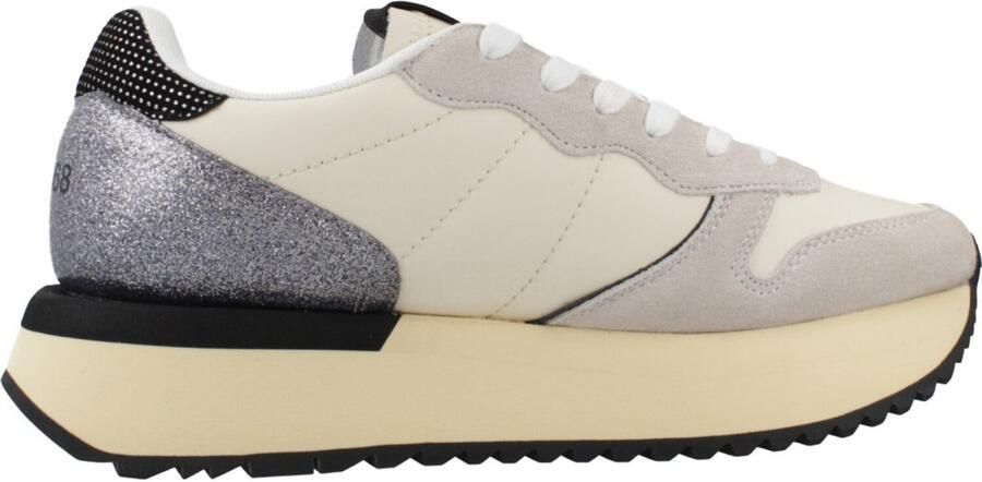 Sun68 Stargirl Zilveren Sneaker in Roomkleurig Suède Multicolor Dames