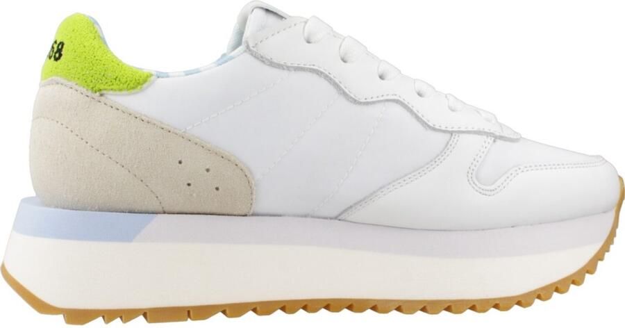 Sun68 Wit Lime Leren Spongy Sneakers