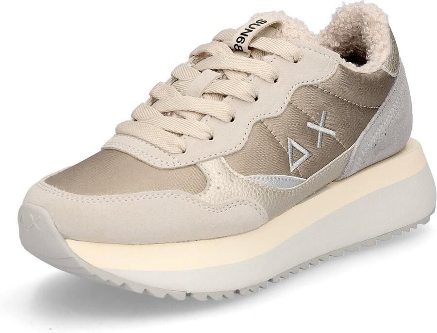 Sun68 dames sneaker Big Ally Teddy Fur beige goud
