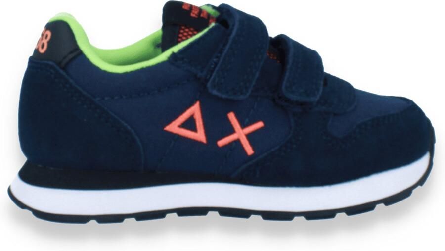 Sun68 Navy Blue Boy's Tom Fluo Nylon Sneaker Blauw