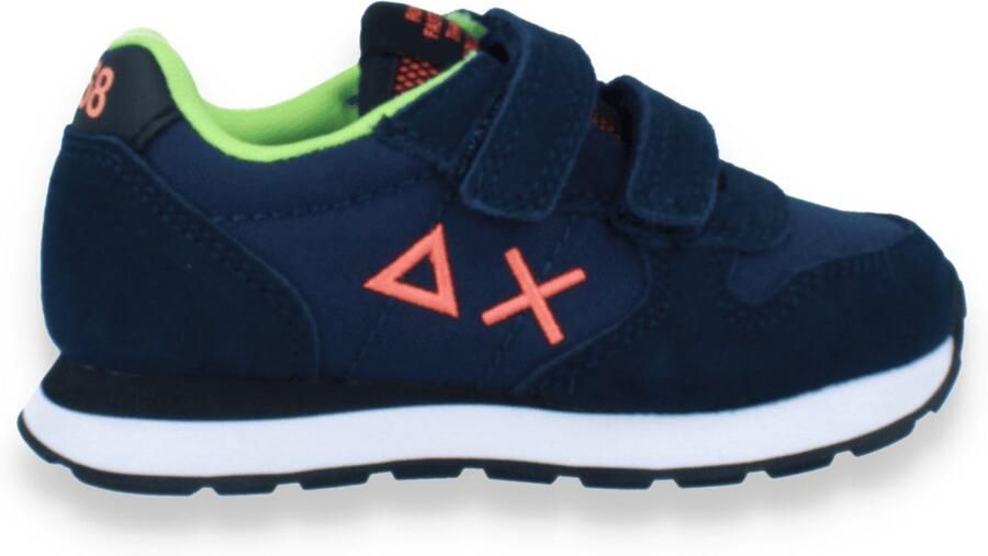 Sun68 Navy Blue Boy's Tom Fluo Nylon Sneaker Blauw