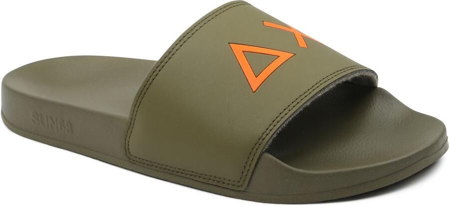 Sun 68 Heren Badslipper Slippers Logo 19 Militare Kaki
