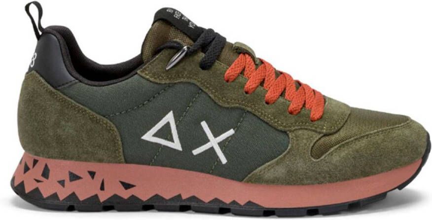 Sun68 Sneakers van suède en militaire stof