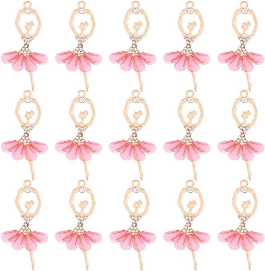 ‎SUNNYCLUE Allecto Ballerina Hangers Sieraden Maken Unieke Stijl Roze Rhinestone Grote Charms Voor Ballerina's Cadeau-idee Balletjurk Resin