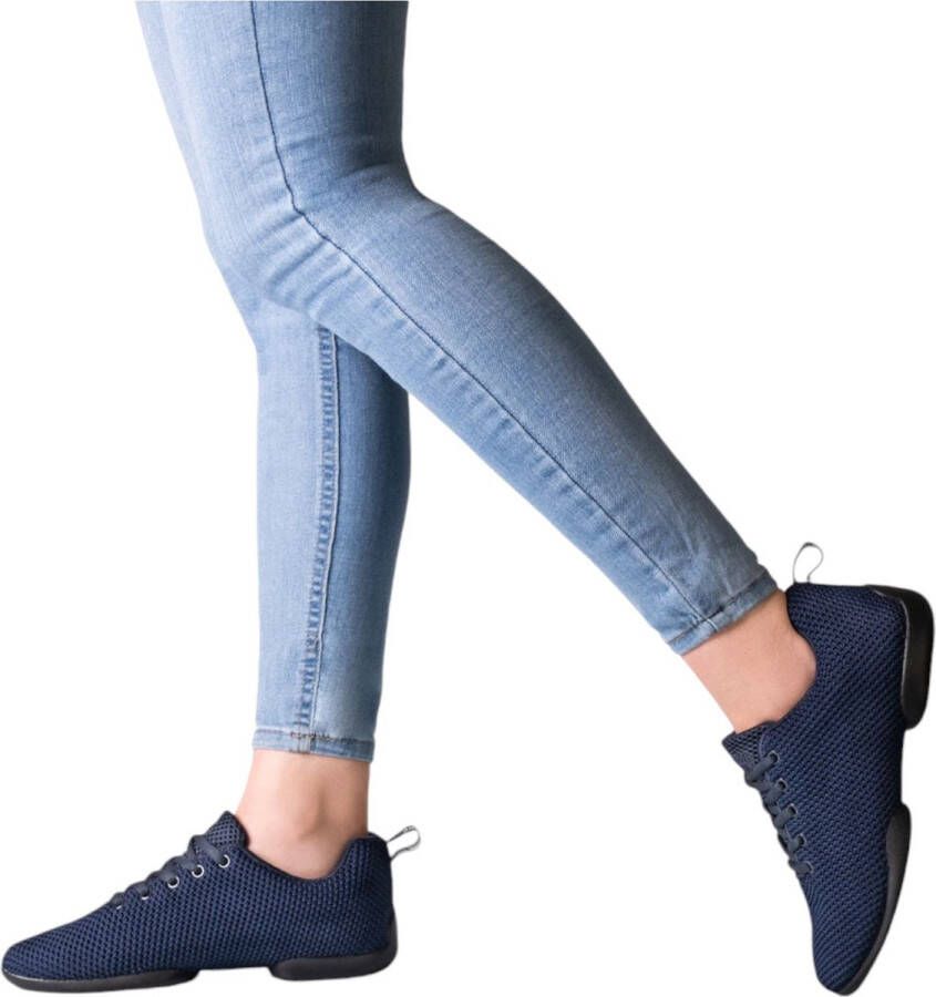 Suny Dames Danssneakers 170 Splitzool Veters Salsa Latin Bachata Swing Dansen binnen en buiten Eenvoudige dansbewegingen Comfortabele danssneakers Lichtgewicht Ademend Mesh Blauw - Foto 2