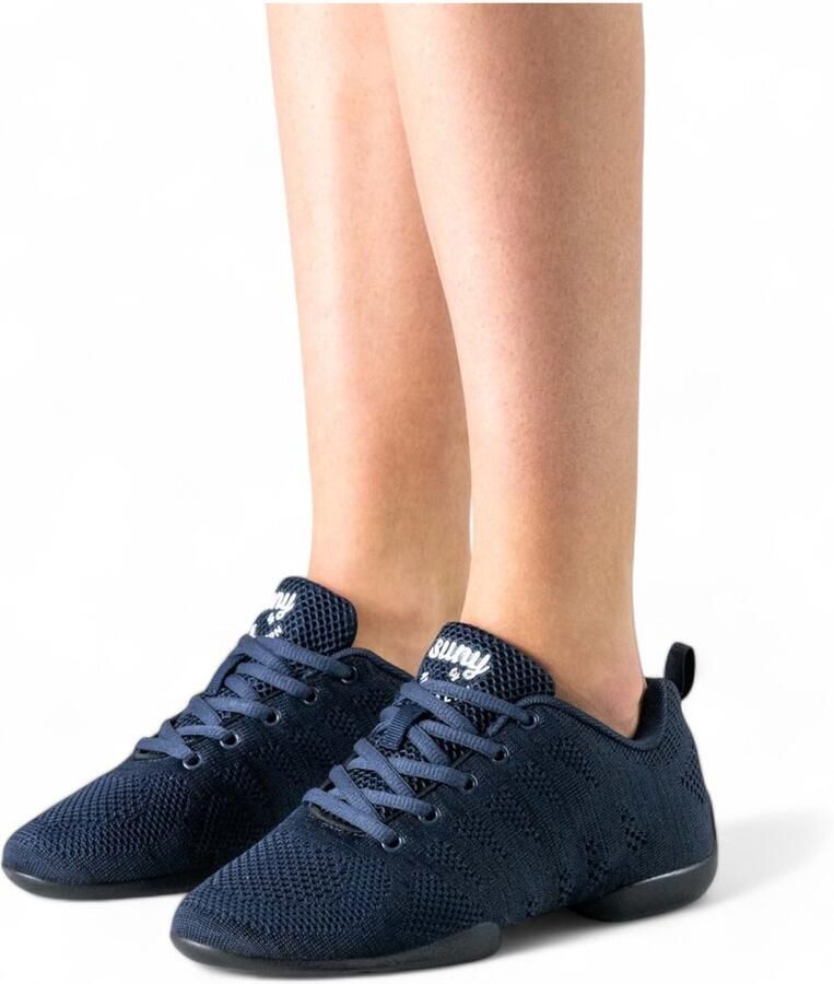 Suny 130 Bold Lichte en comfortabele dames danssneaker Flexibele Splitzool Draaibewegingen moeiteloos met spinpoint Uitneembare voetbed Latin Salsa Jazz Zwart Blauw
