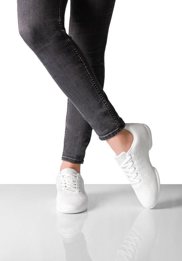 Suny Witte Dames Danssneakers 160 Splitzool Twee geïntegreerde draaipunten Ademend materiaal Uitneembaar voetbed Flexibele pasvorm Salsa Bachata Latin Training Wit