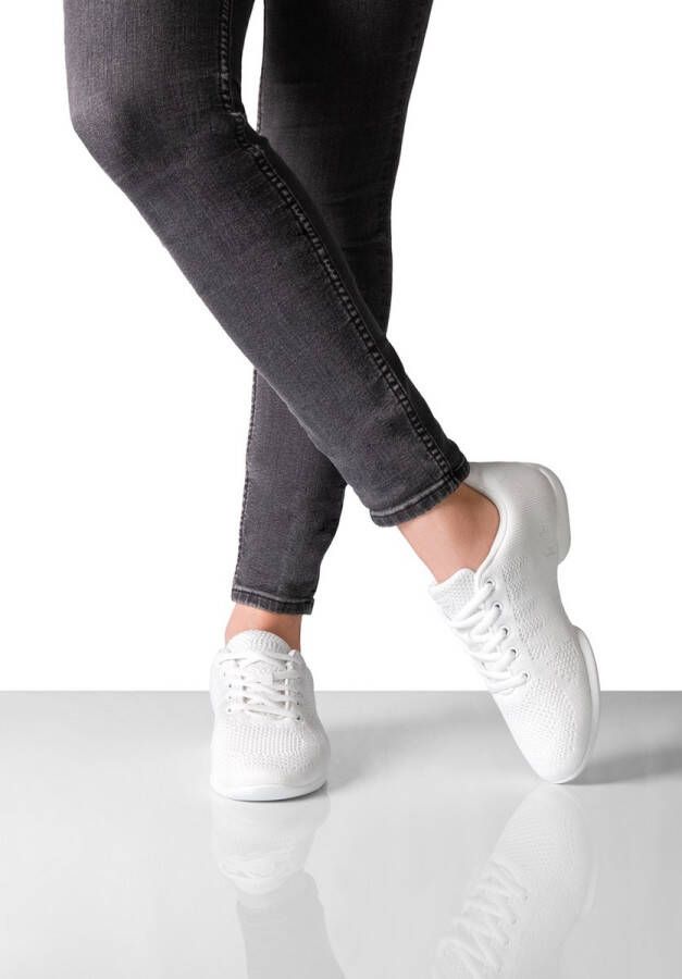 Suny Witte Dames Danssneakers 160 Splitzool Twee geïntegreerde draaipunten Ademend materiaal Uitneembaar voetbed Flexibele pasvorm Salsa Bachata Latin Training Wit