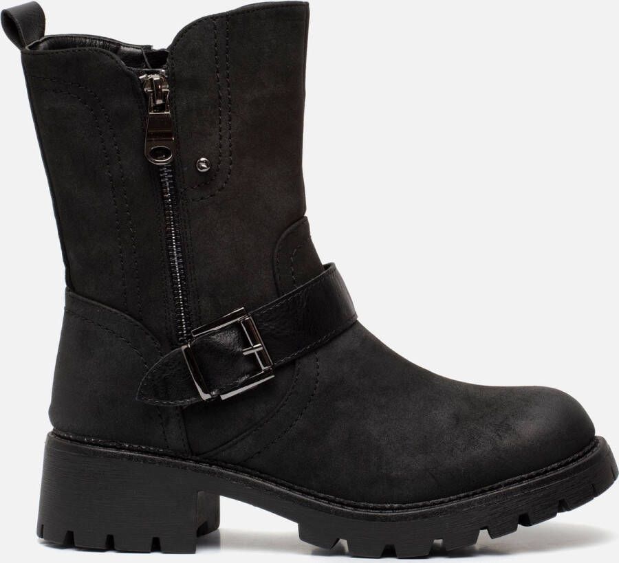 Super Cracks Supercracks gevoerde dames biker boots zwart