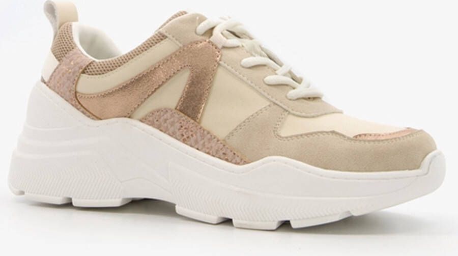 Super Cracks Supercracks dames dad sneakers beige Uitneembare zool